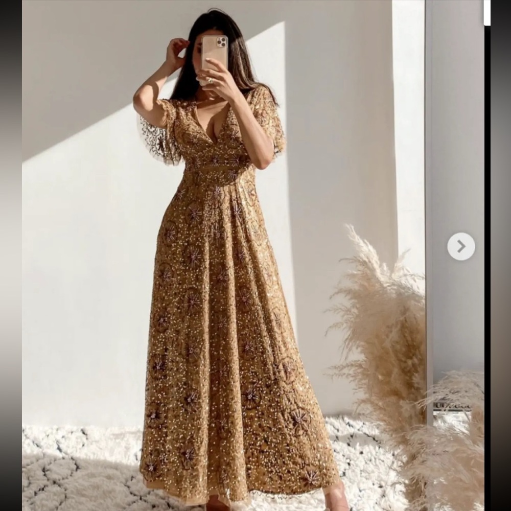 ZARA DRESS WITH BEADING - SPECIAL EDITION GOLDEN SIZE L REF. 6206/004